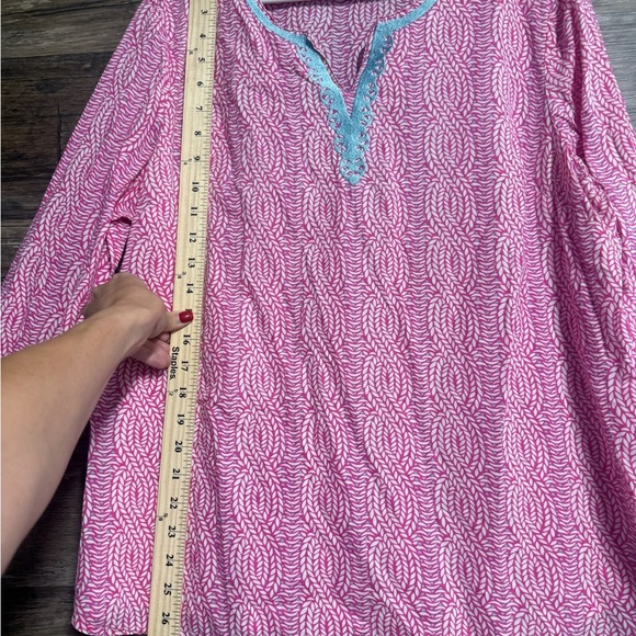 Talbots Pink Blouse with Blue Trim - Picture 7 of 7